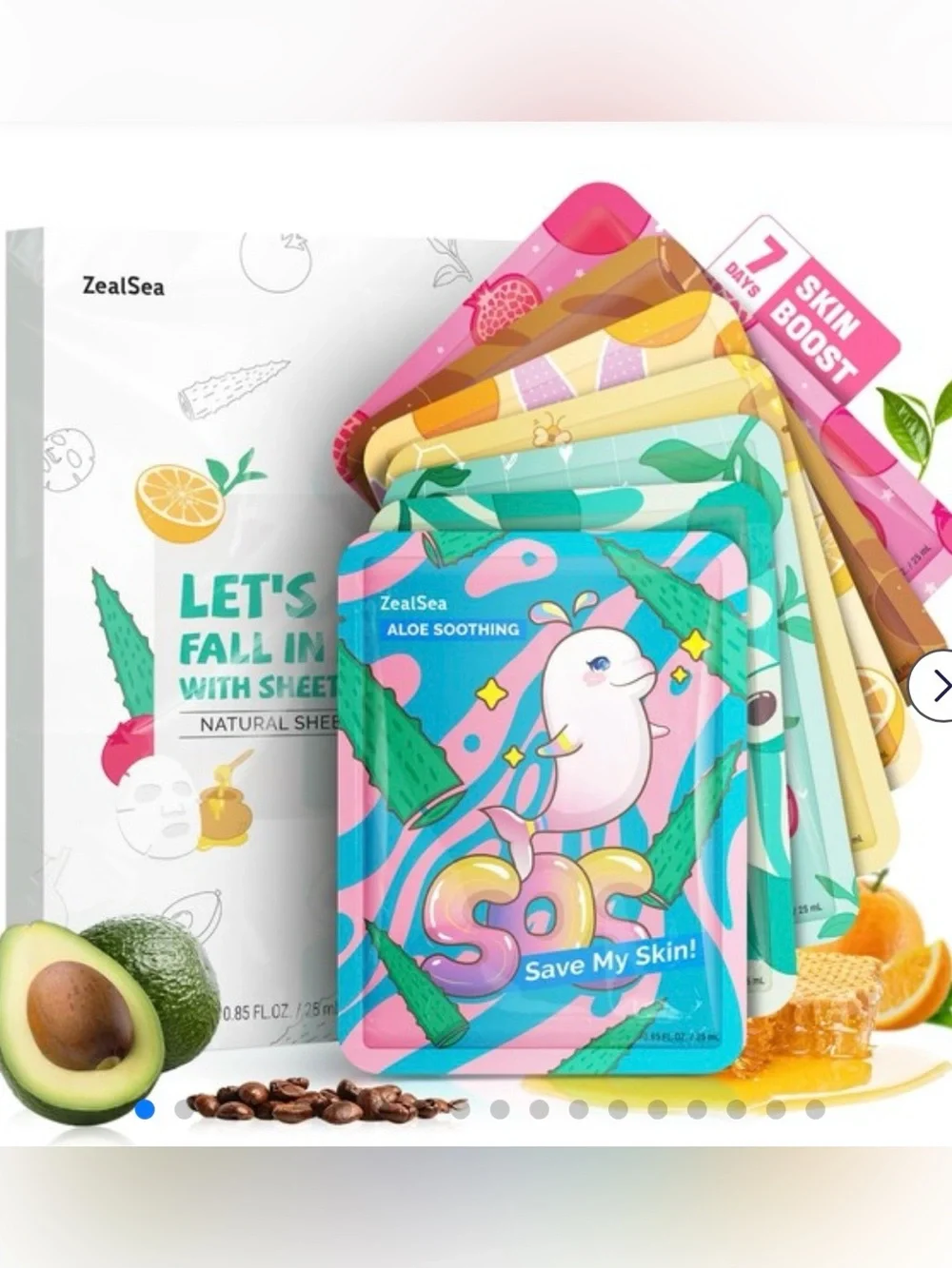 Let's Fall In Love Natural Sheet Mask 7 Piece Sealed